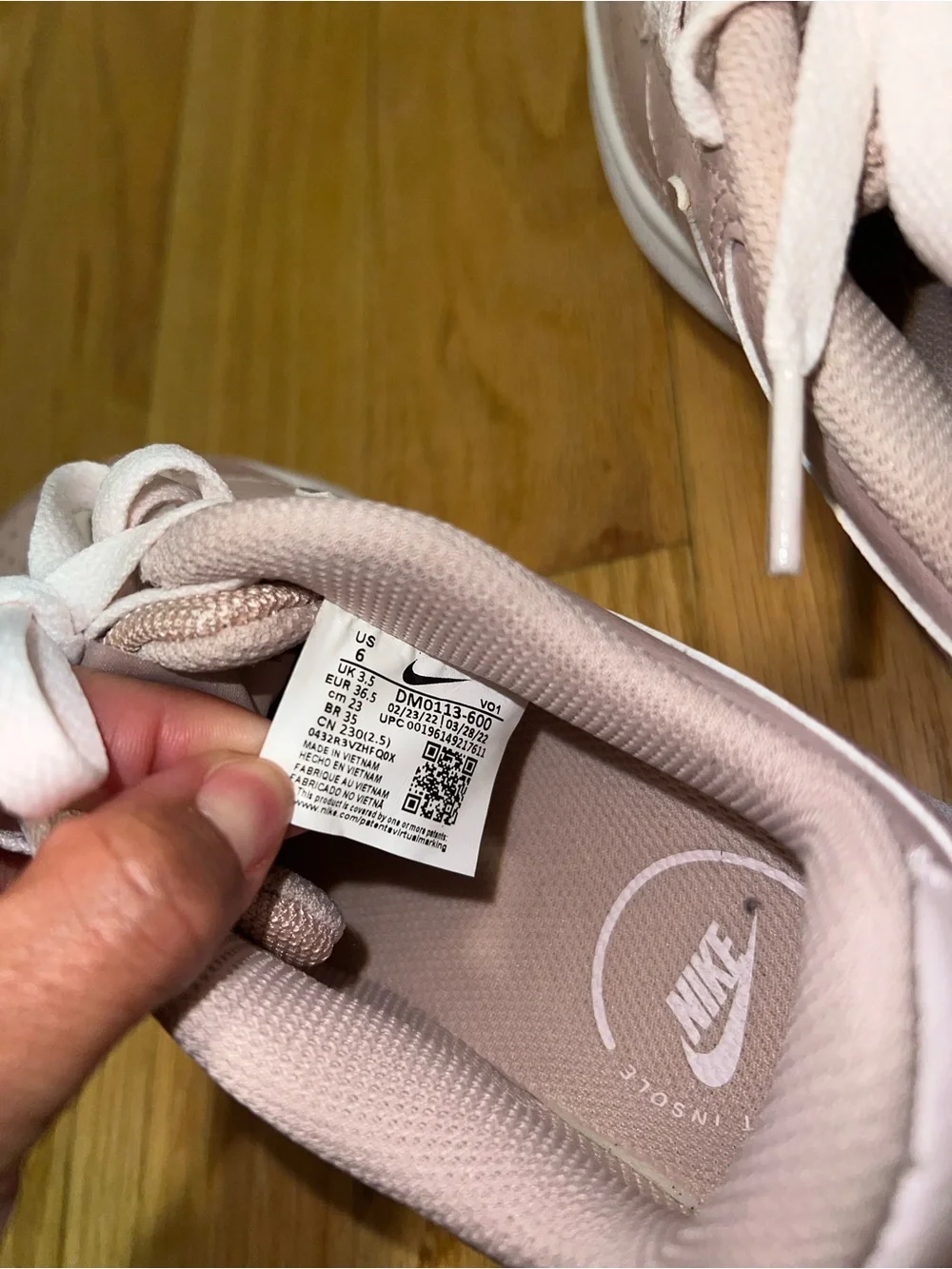 Nike Women’s Low-Top Lace-Up Sneakers in Light Pink and White